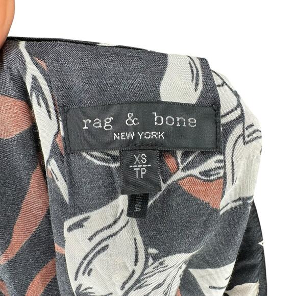 RAG & BONE Black White Mare Floral Button Down Shirt Women's Size XS FLAWED - Picture 8 of 9
